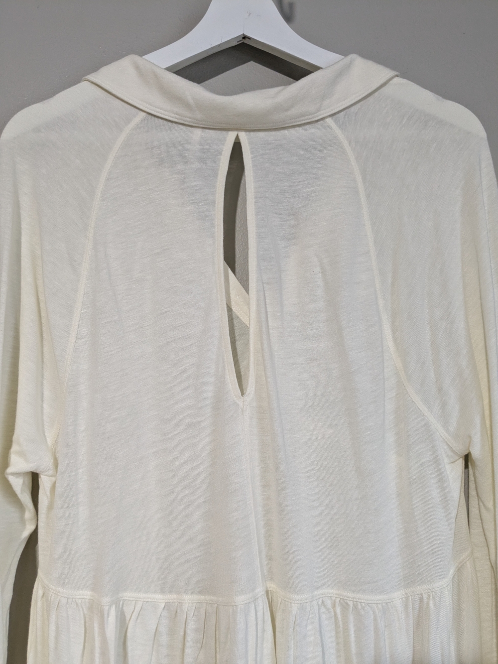 Free People Best Girl Cream Long-Sleeve Button Keyhole Tiered Tunic Top Dress M - Picture 13 of 13